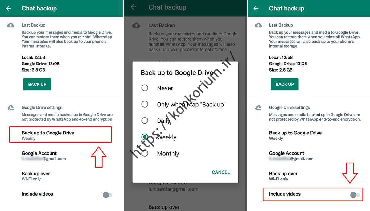 پشتیبان گیری از چت های WhatsApp در Google Drive