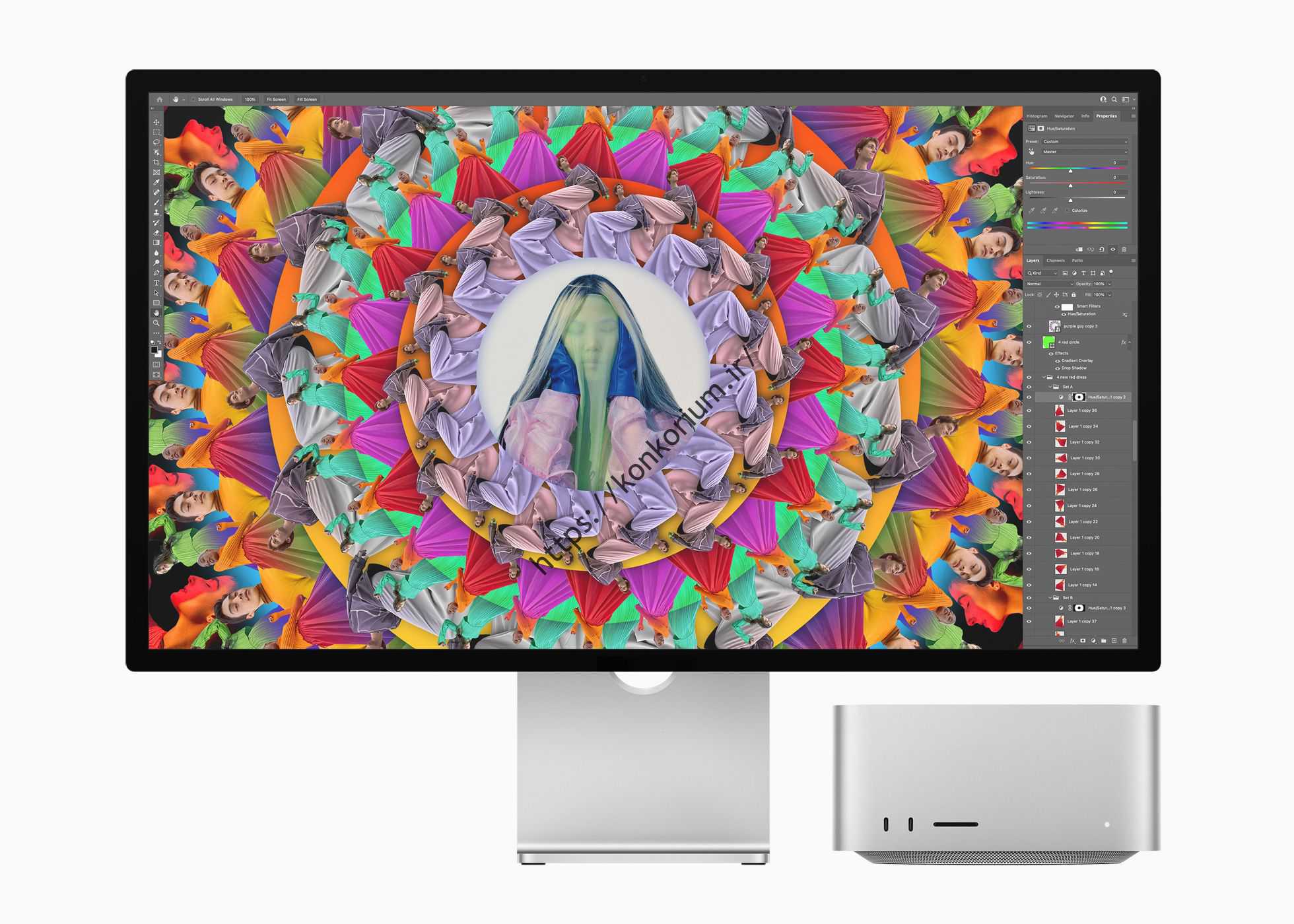 مانیتور Apple Studio Display متصل به Mac Studio
