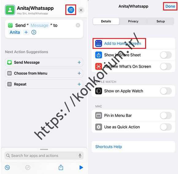 ایجاد میانبر برای مخاطبین WhatsApp در iPhone 6
