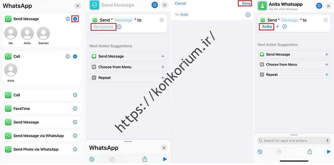 ایجاد میانبر از مخاطبین WhatsApp در iPhone 4